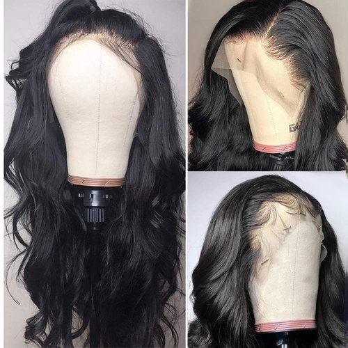 360 Full Lace Front Wigs Human Hair Body Wave 180% Density Human Hair 360 HD Lace Frontal Wig Pre Plucked with Baby Hair Natural Color for Black Women Ponytail Bun