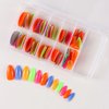 120 Pcs Glow in The Dark Press on Nails Set False Nails with Fluorescent Designs Medium Almond Shape Fake Nails Colorful Glossy Acrylic Glue on Nails Matte Gloss Stick on Nails for Women Nail Supplies