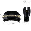 Parcelona French Belle Zip Design Small 2 3/4" Celluloid No Slip Grip Jaw Hair Claw Durable Styling Paris Hair Accessories Women Strong Hold Girls Hair Claw Clips, Made in France (Glossy Black)