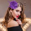 Rose Flower Hair Clip Purple Ladies Feather Flower Hair Clip Artificial Flower Brooch Hairpin Feather Hairband Floral Hats Barrette for Girl Headwear Dress Halloween Christmas Valentine Wedding Prom
