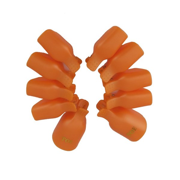 yueton Pack of 10 Reusable Toenail Nail Art Soak Off Cap Clip UV Gel Polish Remover Tool (Orange)