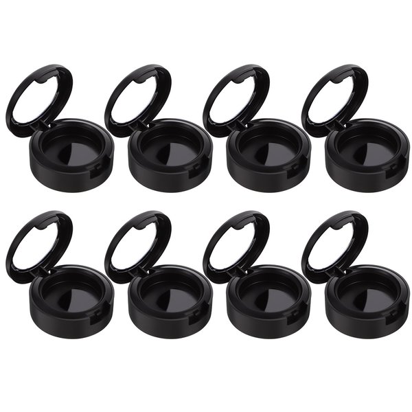 POPETPOP Empty Makeup Eyeshadow Box, 8pcs Single Color Eyeshadow Case Travel Eyeshadow Container for Eyeshadow Lipstick Cosmetics Women Girls (Matt black)