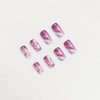 24Pcs Square Press on Nails Medium Fake Nails with Glossy Full Cover False Nails and Wine Red Broken Glass Pattern Acrylic Nails Square Glue on Nails for Women Manicure