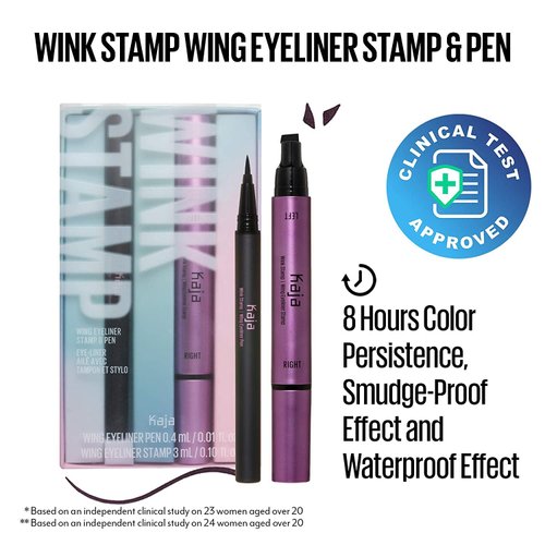 Kaja Winged Eyeliner & Pen - Wink Stamp | with Avocado Extract, Double-ended Wing, Smudge-Proof, Waterproof, Eye Irritation Tested