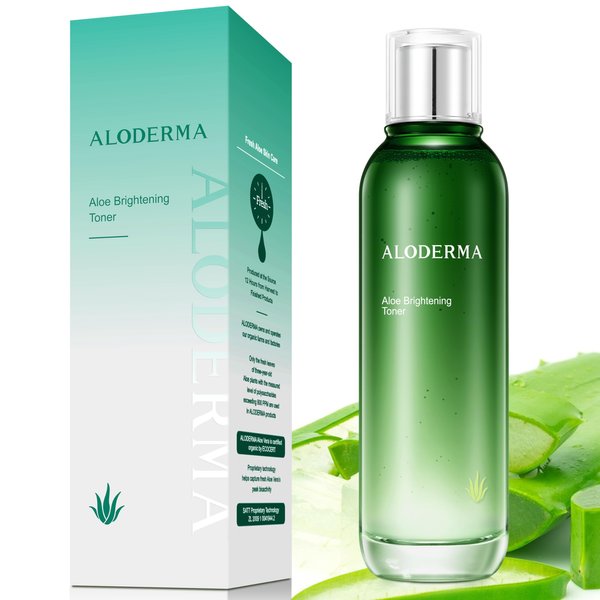 Aloderma Brightening Face Toner made with 88% Organic Aloe Vera - Natural Aloe Vera Toner for Face with Hyaluronic Acid & Niacinamide, Skin-Refining Toner to Brighten Skin, Aloe Skin Toner, 4.2 Oz