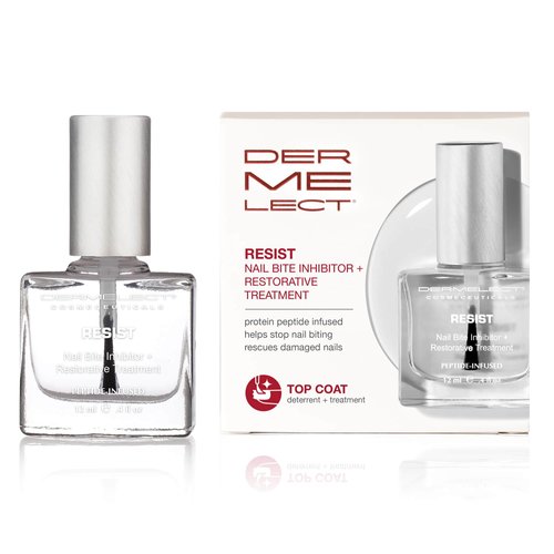 Dermelect Resist Nail Bite Inhibitor + Treatment Anti Aging Nail treatment for Strengthening & Restorative for Nail Biting, Thumb Sucking Weak Nails Hard to Grow Nails Woment Men and Children 0.4 oz