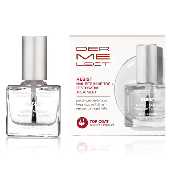 Dermelect Resist Nail Bite Inhibitor + Treatment Anti Aging Nail treatment for Strengthening & Restorative for Nail Biting, Thumb Sucking Weak Nails Hard to Grow Nails Woment Men and Children 0.4 oz