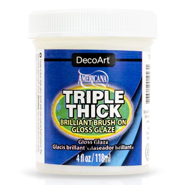 DecoArt TG01-10 Triple Thick Gloss Glaze, 4-Ounce Triple Thick Gloss Glaze (Jar), White