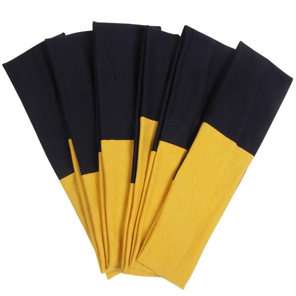 ICObuty Headbands Hairband Exercise Bands Cotton Soft and Stretchy Elastic Solid Color (Navy blue/Gold)