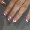 Pink French Tip Press on Nails Short Square,SXVME Classic French Nails Press ons Fake Nails Glue on Nails Short Coffin Nails Acrylic Press on Nails Square,French Tip Nails for Nail Art in 30 PCS