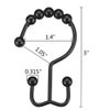 DAWNER Shower Curtain Hooks Rings, Rust Proof Hooks, Metal Easy Glide Double Shower Rings Hooks, Stainless Steel Shower Curtain Hangers for Bathroom Shower Curtains, Set of 12 Hooks, Matte Black