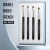 French Nail Brush, YIHUALE 2 Way French Gel Acrylic Nail Art Kolinsky Brush With Dotting Tool for Professional Manicure Cuticle Clean Up Nail Art Design- White And Black (12#, White And Black)