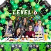 Vlipoeasn 90PCS 8th Birthday Video Game Party Decorations for Boys Set Green 8th Birthday Supplies -8th Video Game Backdrop, Balloons, Tablecloth, Gamer and 8 Foil Balloons for 8th Birthday Party