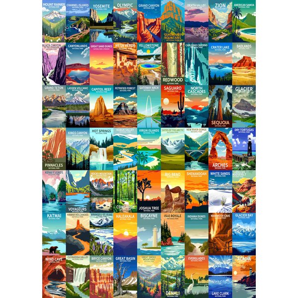 1000 Pieces National Park Puzzles, Family Puzzle Game Toys, Travel Poster Landscape Puzzles, Natural Landscape Puzzles, Family Puzzle (National Park 1)
