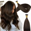 KiiKiiGirl Virgin Remy I Tip Hair Extensions - Human Hair #2 Dark Brown Real Itip Human Hair Extensions 18Inch Natural Black to Silver I Tips Human Hair Extensions Invisible 50G/Pack