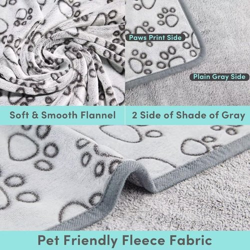Stuffed Premium Soft Dog Blanket, with Flannel Grey Cute Paw Print, 24 * 32 inches, Cat Blanket Puppy Pads Supplies Dog Products Stuff Essentials