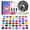 Glitter Tattoo for Kids, Glitter Tattoos 48 Colors, 318pcs Glitter Tattoo Stencils, 10 Sheets Tattoo Stickers Supply Sparkly Temporary Tattoos2 Glues,5 Brushes Adults & Kids Arts Glitter Make Up Kit
