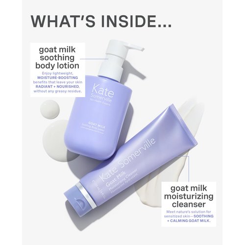 Kate Somerville Stressed Skin Saviors Goat Milk Set - Face and Body Skincare Set with Goat Milk Cleanser, Goat Milk Body Lotion