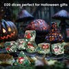 OriCraft Poisonous Mushrooms Dice DND Dice Set with Poisonous Mushrooms Inside Dungeons and Dragons Polyhedral Role Playing Gaming Dices D20 Dice 7 Set Halloween Dices