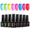 MEET ACROSS 8PCS Jelly Crystal Gel Nail Polish Set, Jelly Gel Polish Kit, Glaze Glass Transparent Nail Polish Sheer Pink Green Blue Nail Gel Polish, Soak Off UV Nail Gel for Home Manicure Nail Salon