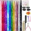 Fairy Hair Tinsel Kit with Tools 12 Colors 2400 Strands 48 Inch Glitter Tinsel Hair Extensions Heat Resistant