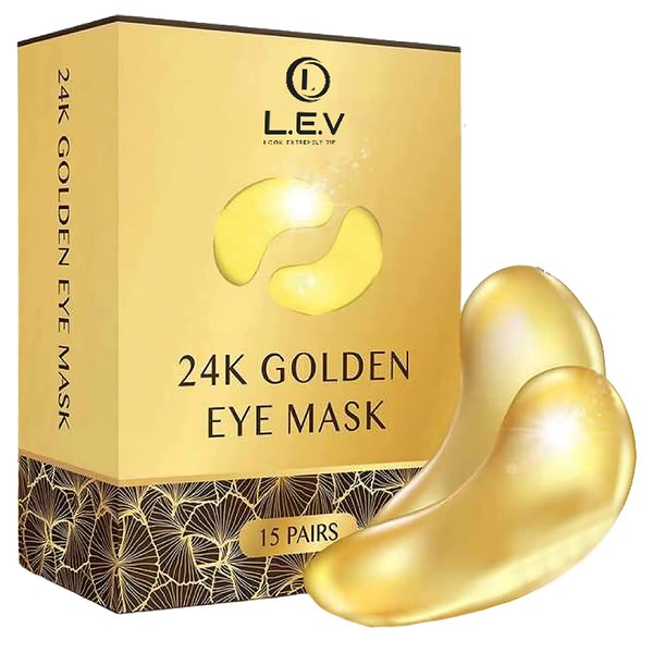 Look extremely vip LEV - 24K Gold Eye Mask for Puffy Eyes & Dark Circles - Refreshing Treatment to Reduce Fatigue, Wrinkles, and Puffiness - 15 Pairs of Eye Mask Skincare