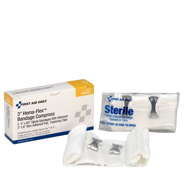 First Aid Only 2-005 Hema-Flex Bandage Compress, 3 Width (Box of 2)