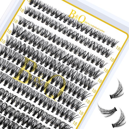 Lash Clusters 30D-0.07D-18 B&Q LASH Individual Lashes 280 Clusters False Eyelash 30D 40D 50D Lash Clusters Extensions Individual Lashes Cluster DIY Eyelash Extensions at Home (30D-0.07D,18MM)