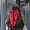Women Bowknot Hair Clip,Vintage Satin Bow Barrette Hairclip Long Tail Headwear Hair Accessories for Ladies Big Bowknot Hairpin (Red)