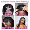 Dixtefo V Part Human Hair Wigs V Shape Wigs No Leave Out Lace Front Wigs Brazilian Virgin Straight Human Hair Wigs for Black Women 180% Density Natural Color 22Inch