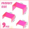 9 Pieces Neon Acrylic Display Risers Display Stand Shelf Acrylic Retail Desktop Jewelry Display Riser Showcase Fixtures for Dessert Cupcake Figure Collectibles Toy(Neon Pink)