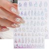 Dornail 6 Sheets Aurora Nail Stickers Holographic Laser Flame Nail Decals 3D Self Adhesive Nail Art Stickers Silver Fire Flame Nail Sticker DIY Nail Design Nail Art Decoration Nail Supplies