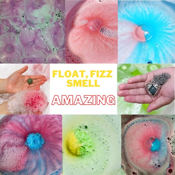 Shine Dreammy Bath Bombs for Girls Kids Women with Jewelry Surprise Inside. 3 Gemstones and 1 Locket. Bath Bubbles spa Gift Set for Kids Girls Women. Fizzies Spa Set with Essential Oils