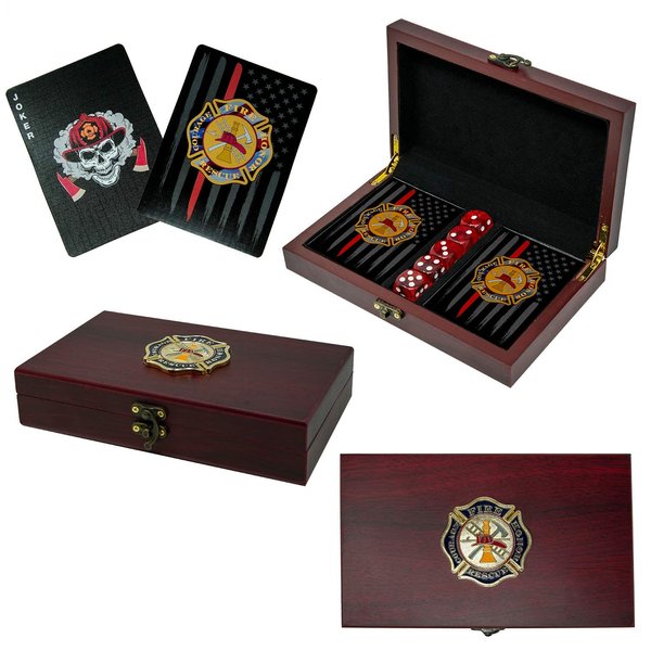 Fireman Playing Cards with Dice - Firefighter Gift Set