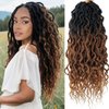 24inch Goddess Locs Crochet Braids Ombre Wavy Faux Locs Crochet Hair Curly Ends Dreadlocks Synthetic Braiding Hair Extensions (6Packs, 1B/30)