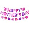 Happy Mother's Day Banner, Glitter Banner Decoration for Mother's Day, Mother's Day Party Decoration, Mother's Day Party Supplies (Pink/Rose Red/Purple Floral Happy Mother's Day)