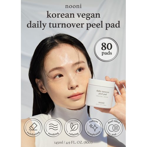 Nooni Toner Pads - Daily Turnover Peel Pad V2 | Korean Skincare, Exfoliating Face Pads, with AHA, Glycolic Acid, and Centella Asiatica Extract, Facial Toner Pads, Body Peeling Pad, 7 Count