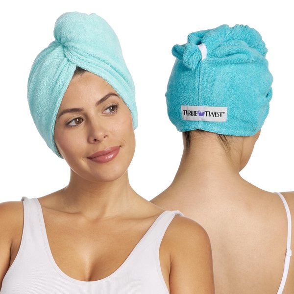 Turbie Twist Microfiber Hair Towel Wrap - The Original Quick Dry, Anti-Frizz Turban Towel for Thick, Long, and Curly Hair - Bathroom Essential for Women, Men, and Kids - Grey, Light Pink - 2 Pack