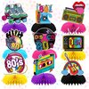IADIUENOG 80s Honeycomb Centerpieces 9 Pieces 80's Party Decorations Hip Hop Party Table Toppers Retro Nostalgic Birthday Disco Rock Party Supplies