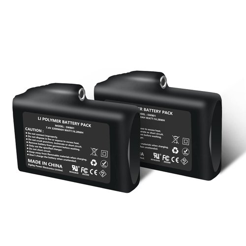 SNOW DEER 7.4V 2200MAH Rechargeable Li-ion Batteries for Heated Gloves Heated Socks Heated Hats (2pcs Battary only,not Include Charger)