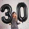 40 Inch Black 30 Number Balloons, Jumbo Foil Balloons for 30th Birthday Party Decorations Supplies / 30th Anniversary Event