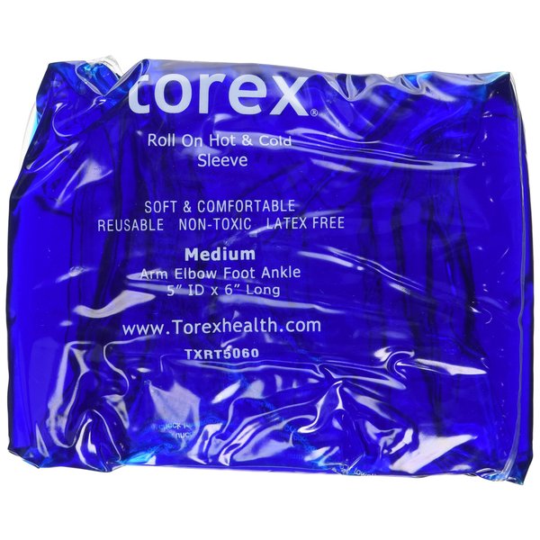 Torex Professional Hot and Cold Therapy - Roll-On Compression Sleeve (Medium) - Reusable Gel Ice Pack for Calf, Knee, and Thigh - fits 10" to 15"