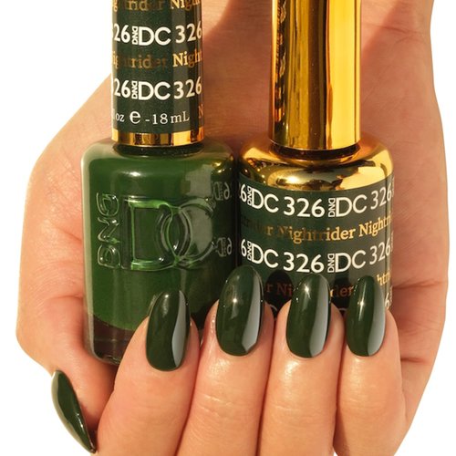 DND DC Gel Polish Set, Green Collection, UV/LED Gel Polish and Air Dry Nail Lacquer, Matching Chip-Free Polish Duo, 326 Nightrider, 0.5 Fl Oz
