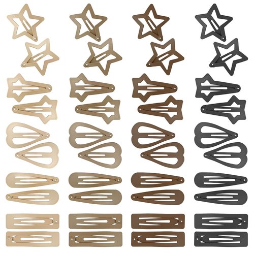 EleMirsa Brown Snap Hair Clip Hair Barrettes for Girls Women No Slip Metal Snap Clips Hair Pins Accessories