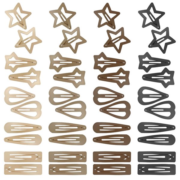 EleMirsa Brown Snap Hair Clip Hair Barrettes for Girls Women No Slip Metal Snap Clips Hair Pins Accessories