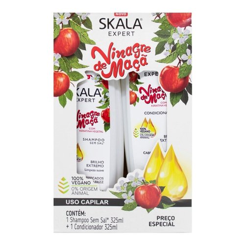 Skala Expert Vinagre de Maçā - Apple Cider Vinegar Shampoo & Conditioner Infused with Pure 100% Natural ingredients Vegan Formula | Experience Healthier, Fuller & Thicker Looking Hair - Imported from Brazil