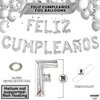 KatchOn, Silver Feliz Cumpleanos Balloons Banner - 16 Inch | Silver Feliz Cumpleanos Banner for Feliz Cumpleanos Decorations | Mylar Happy Birthday Balloons Letters for Spanish Birthday Decoration