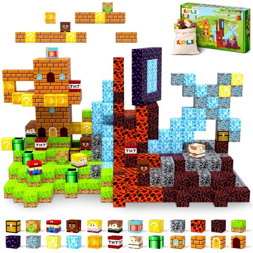APLX Magnetic Blocks - 28 Pieces Magnet Set STEM Building Toys, Magnetic Tiles Cubes for Toddlers Boys and Girls Aged 3+, Creative Christmas Birthday Gifts for Kids