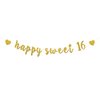 Happy Sweet 16 Banner 16 and Fabulous Cheer to 16 Years Sweet Sixteen Gold Glitter Happy 16th Birthday Party Decorations