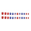 24Pcs 4th of July Press on Nails Independence Day Fake Nails Short Square Shaped Full Cover American Star Stick on Nails Acrylic False Nails Patriotic Designs for Women Girls Manicure Decorations